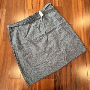 New NWT Banana Republic Dark Blue Skirt Mini Linen Chambray Belt Loops Size 14‎